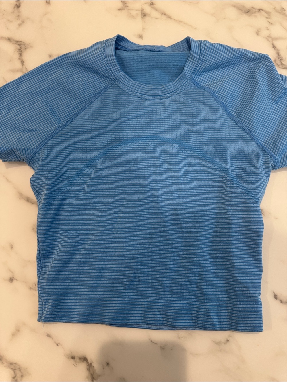 lululemon athletica Light Blue Striped Athletic Top